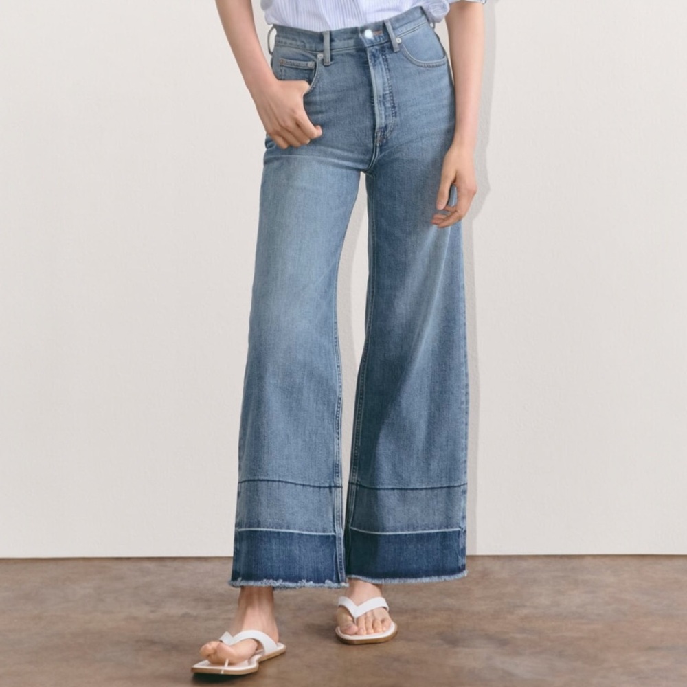 Everlane Light Blue Wide Leg Flare Jeans